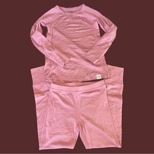 Woolino Kids Merino Wool Base Layer Top and Leggings - Blush Pink